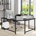 thumbnail image 3 of Giantex L-Shaped Working Desk, Computer Gaming Desk, Industry Modern Corner Study Writing Table for Home Office Workstation, Easy Assembly, Black, 3 of 8