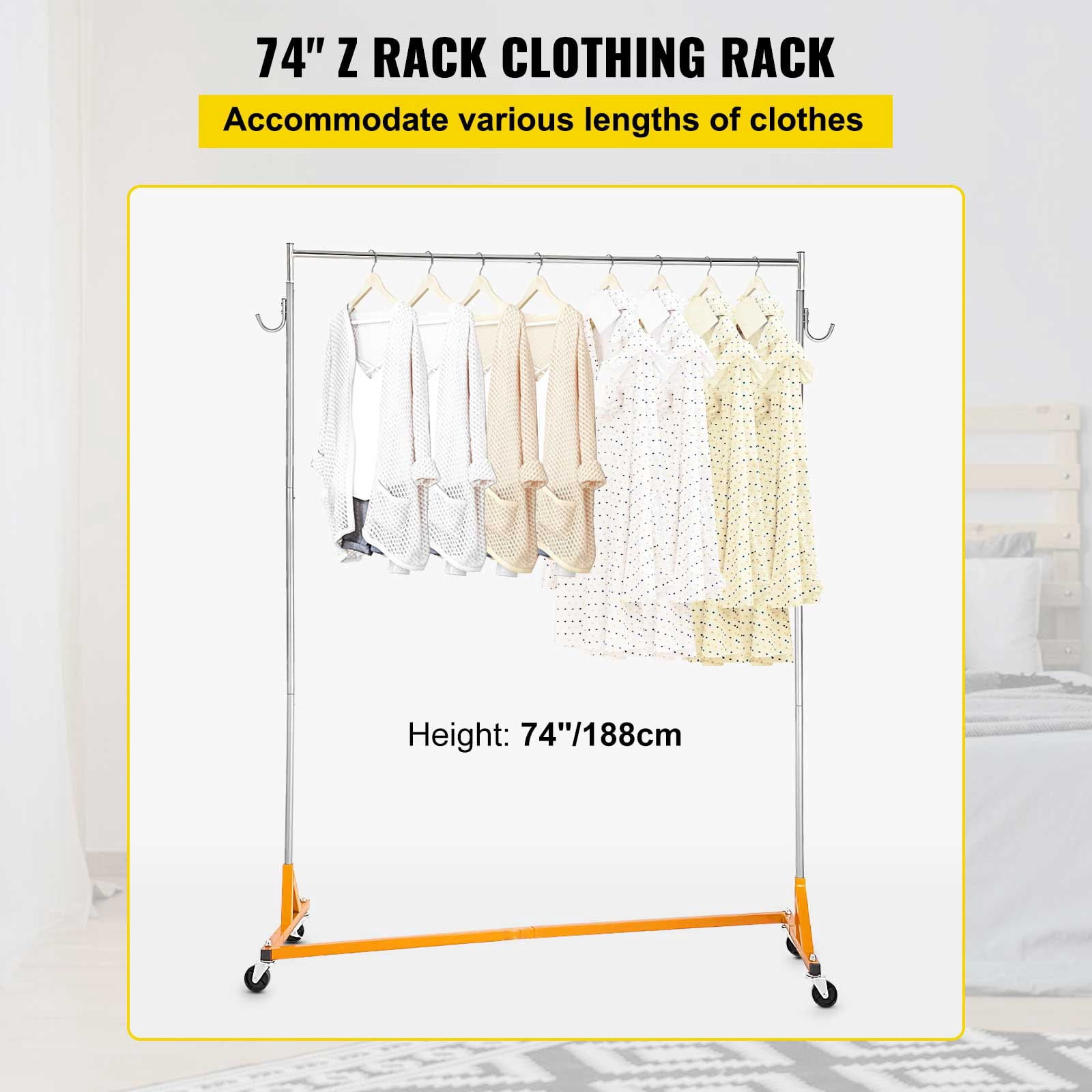 Rebrilliant Z-Truck Clothing Rack Rolling Garment Z Rack Lockable Casters Heavy Duty C110805102