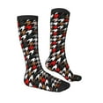thumbnail image 3 of Bingfone Compression Socks For Women And Men Long Socks For Running Athletic Cycling Nurse-Houndstooth Green Red, 3 of 9