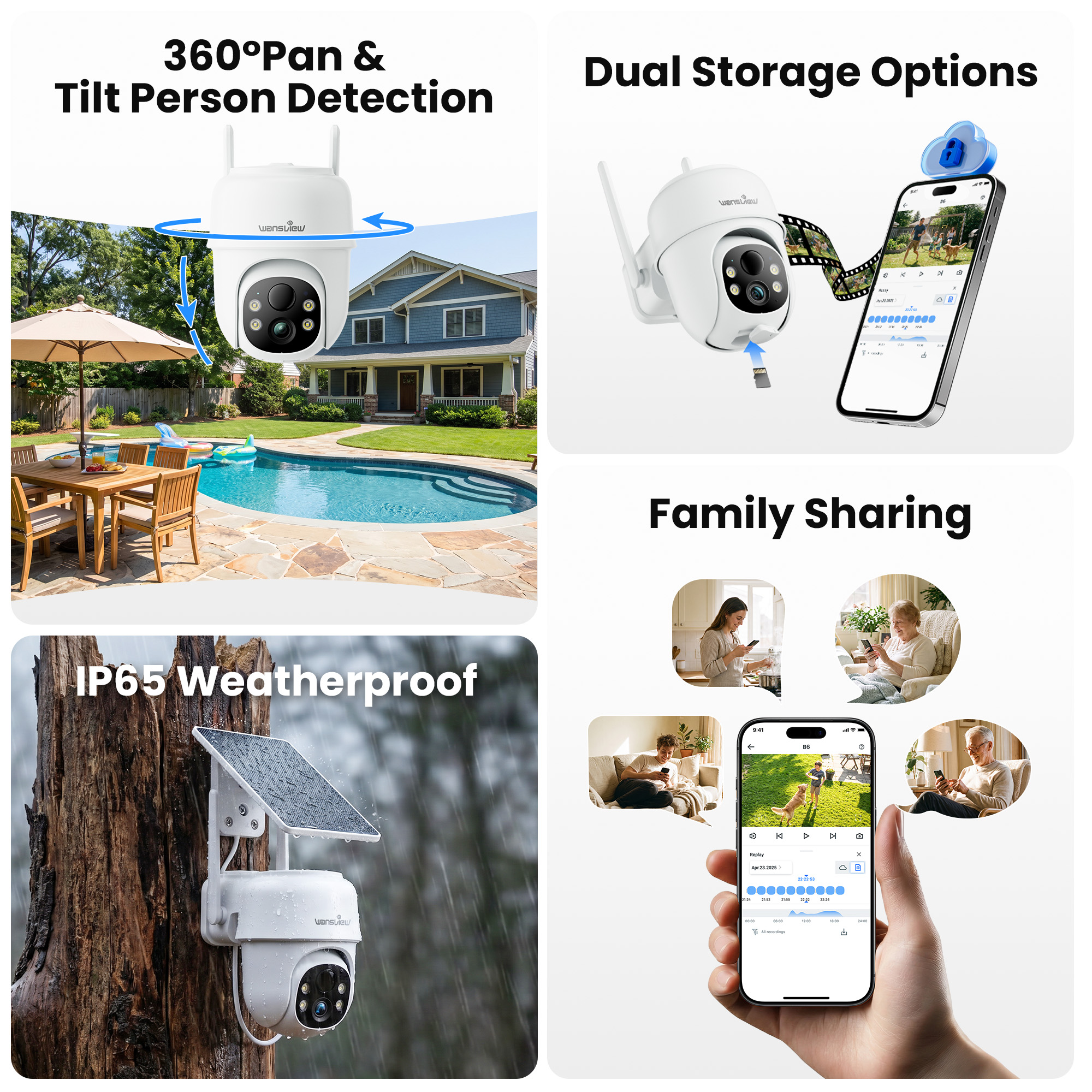WansView 2K Solar Security Camera with 360° Pan and Tilt photo 3