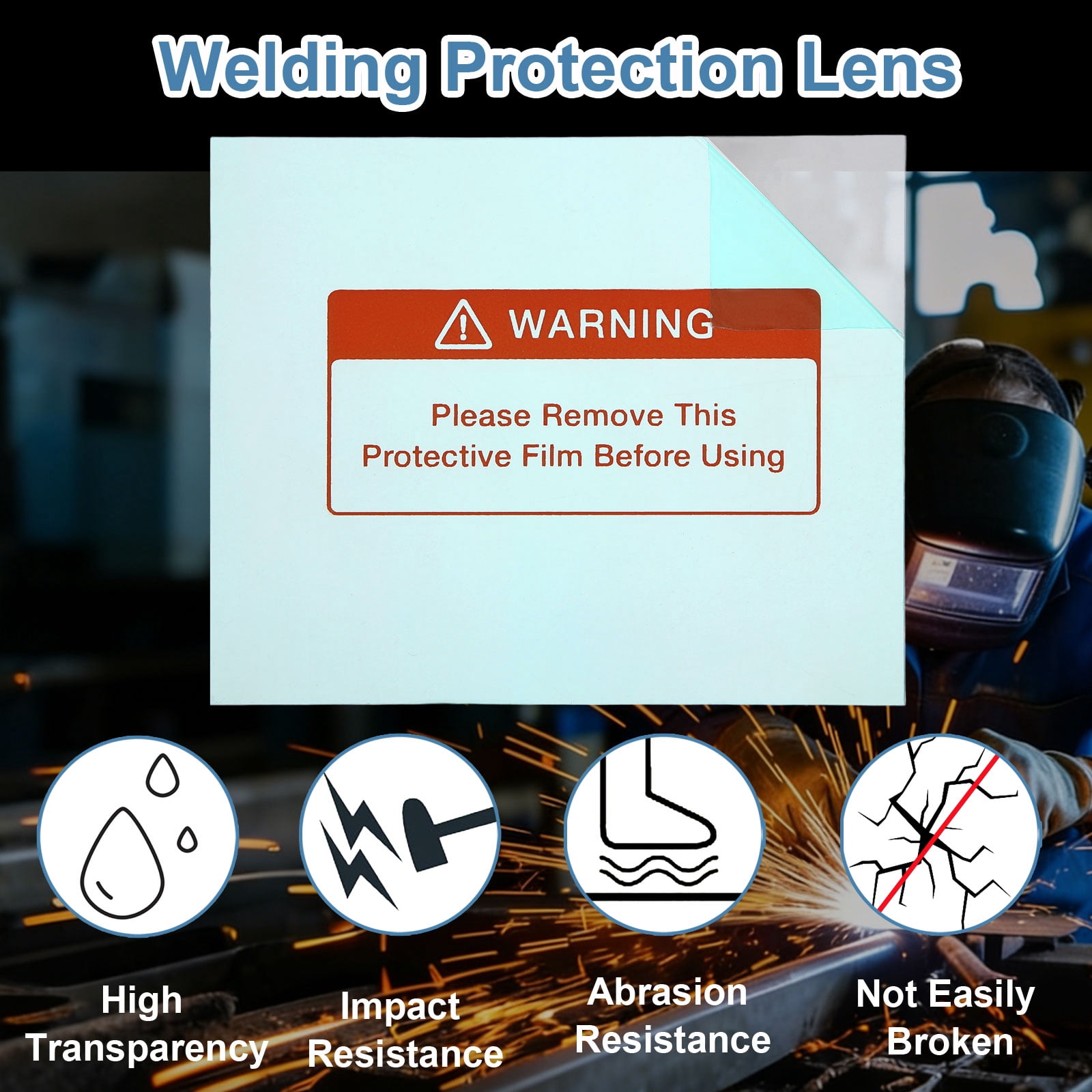 Uxcell 4-5/16 x 3-1/2 Inch Welding Protection Lens, 60 Pcs Clear PC Lens Cover Replacement Welding Helmet Hood Transparent Protective Covers Right Angle