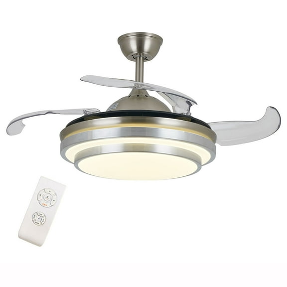 Retractable 42" Ceiling Fan Lamp 3 Color Led Chandelier Light W/ Remote for Living Room, Study, Hallway, Kitchen, Bedroom