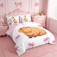 thumbnail image 2 of Erosebridal Cute Capybara 7-Piece Twin Bedding Sets For Girls,Pink Bowknot Bedding Comforter Set For Girls,Pink Reversible, 2 of 7