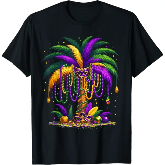 Mardi Gras Palm Tree Hawaiian Tropical Party Men Women T-Shirt Shirts