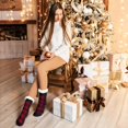 thumbnail image 4 of Slipper Socks for Women with Grippers Non Slip Fuzzy Grip Winter Warm Cozy Thick Comfy Soft Fleece Cabin Socks, 4 of 6