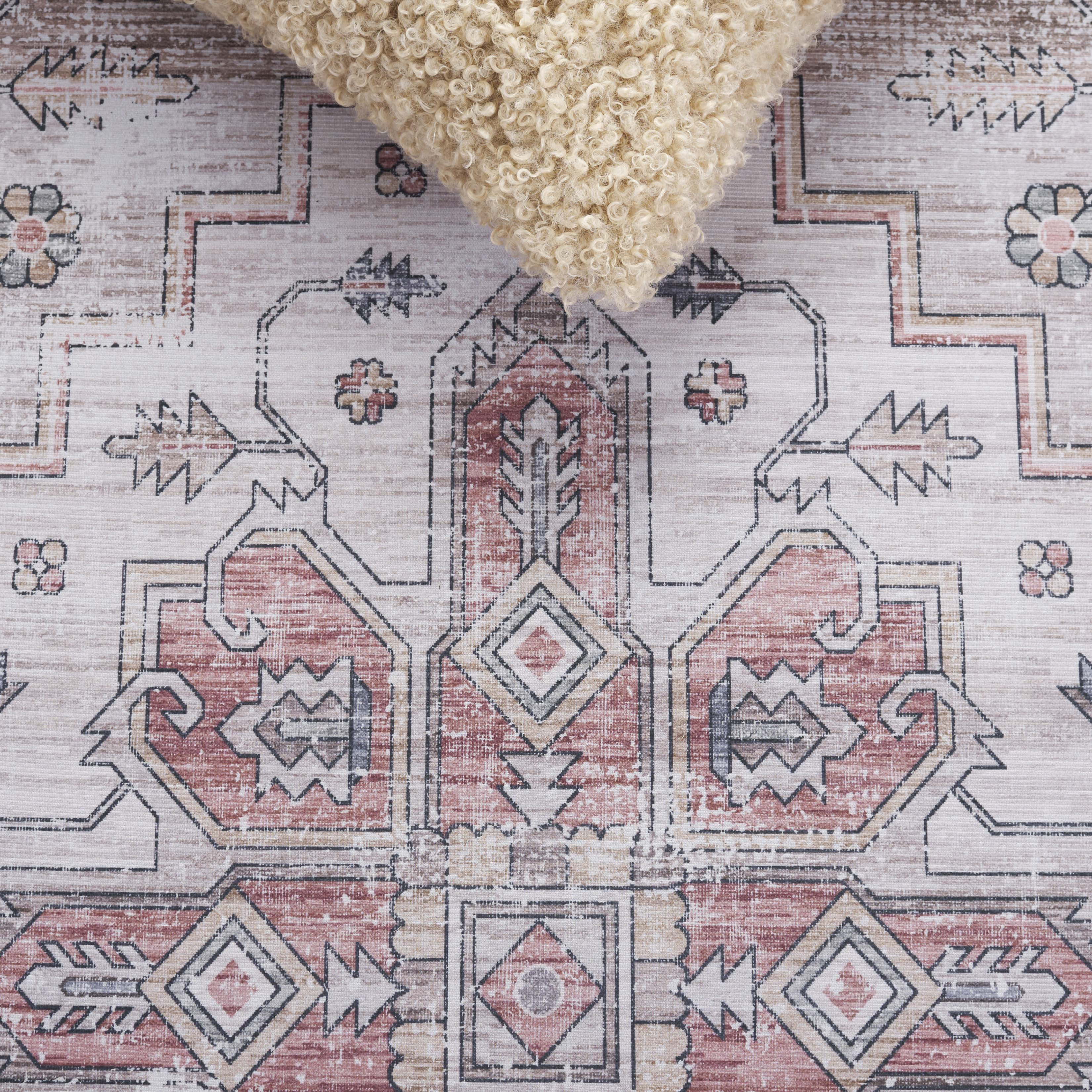 Safavieh Arizona Melvin Medallion Machine Washable Runner Rug, Sage/Rust, 2'6" x 8'