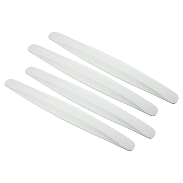 Unique Bargains 4 Pcs 40cm Carbon Fiber Pattern Universal Bumper Guard Strips Car Bumper Protector Patch Trim White