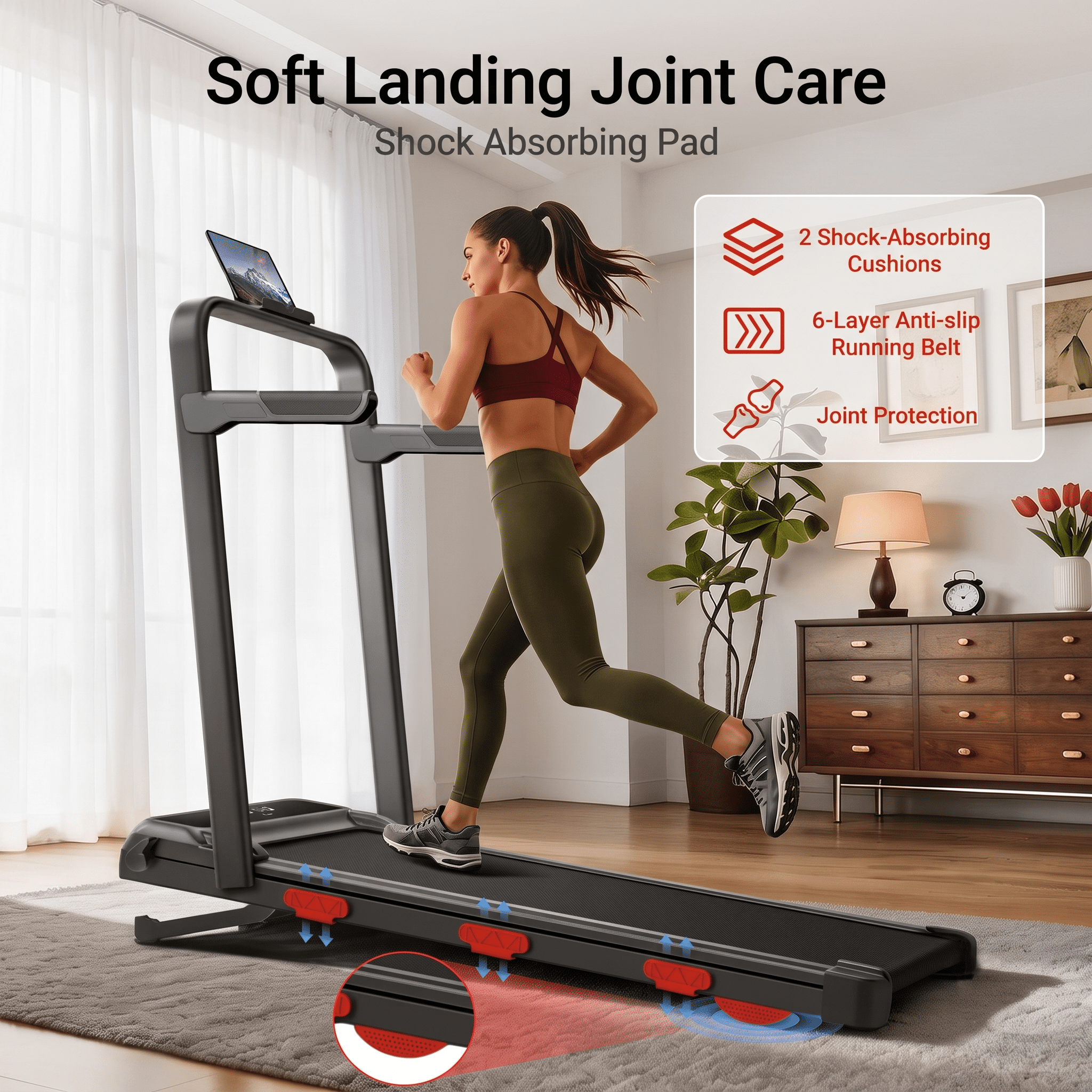 UMAY 15% Auto Incline Under Desk Walking Pad, 12-Level, Foldable with Handrails, 43″ High Armrests, Portable for Home