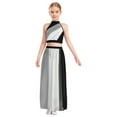 thumbnail image 2 of Sholeno Girls Sleeveless Lyrical Dance Dress Color Block Ruched Crop Top Keyhole Back Flowy Split Chiffon Skirt Black 8, 2 of 6