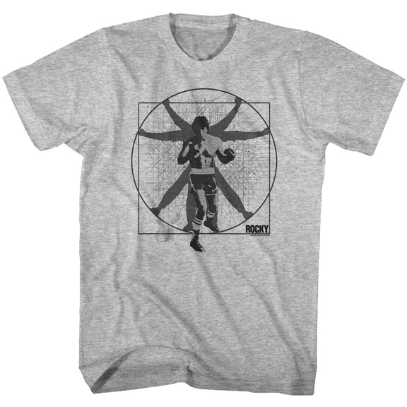 Rocky Vitruvian Rocky Gray Heather Adult T-Shirt 3Xlt