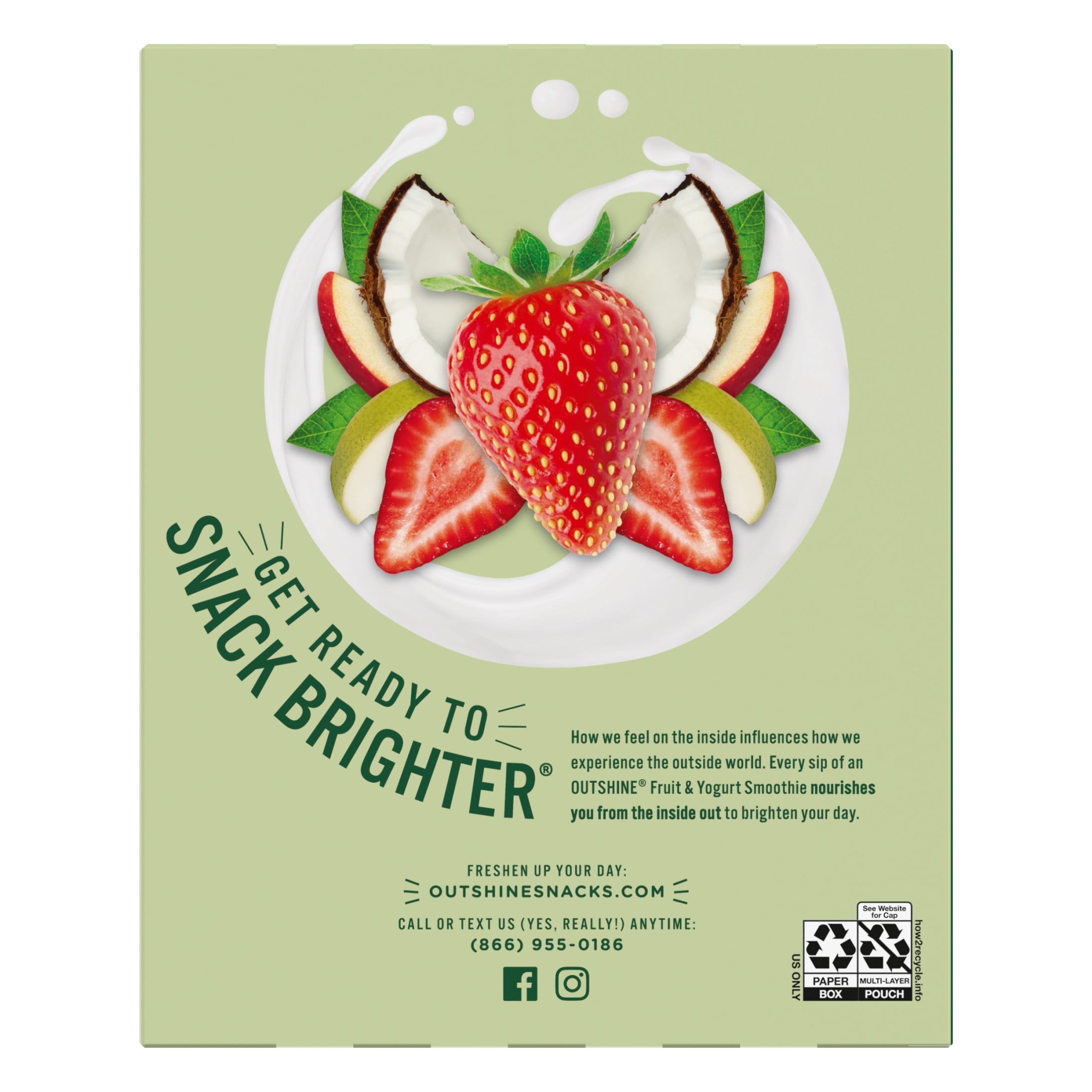 (2 pack) Outshine Fruit and Yogurt On the Go Smoothie Snacks, Strawberry Coconut, 3.5 oz Pouches (4 Pack)​