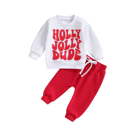 Toddler Boys 2PCS Pants Sets Long Sleeve Letter Print Sweatshirt and Drawstring Pants Sets