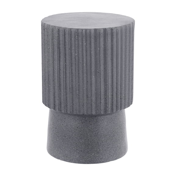 Louisa 19" Modern Art Deco Tambour Accent Table , Gray Terrazzo Finish