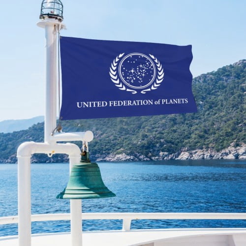 United Federation of Planets Flag 4x6 Ft Double Sided United Federation Banner Flags with 2 Brass Grommets for Dorm Room Home Office Wall Decoration Indoor Outdoor Parties