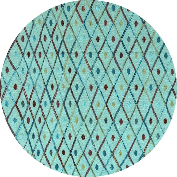 Ahgly Company Indoor Round Abstract Light Blue Modern Area Rugs, 5' Round