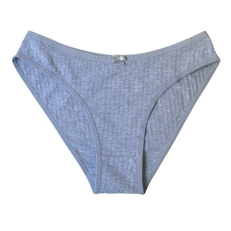 Scyoekwg Women s Cotton Underwear Knickers Comfort Low Waisted Underwear Ladies Underpants Hipster Panties Solid Color Stretchy Underpants(Gray L)