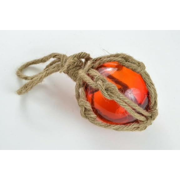 Reproduction Red Glass Float Ball With Net 3"