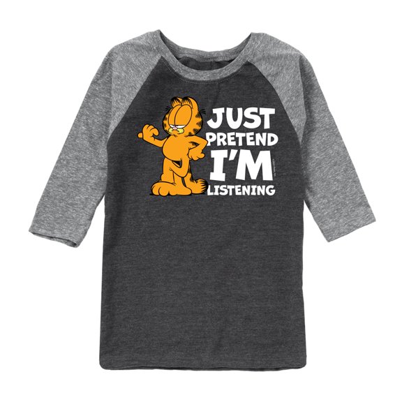 Garfield - Pretend I'm Listening - Toddler And Youth Raglan Graphic T-Shirt