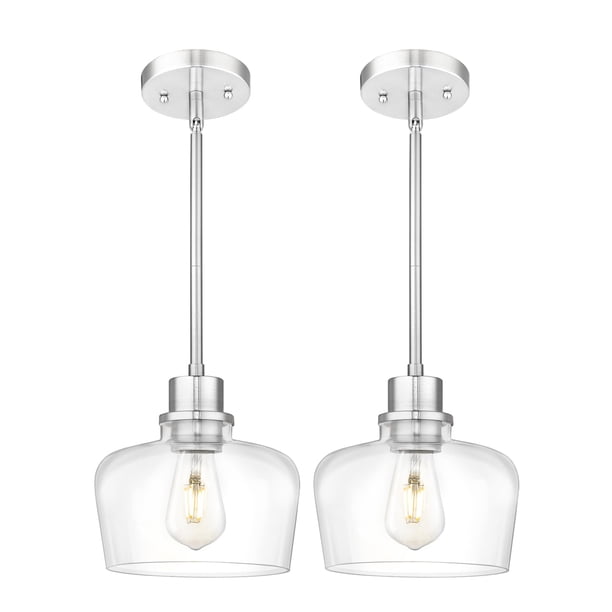 Luces colgantes Emak de cristal transparente, 20 cm, isla de cocina, paquete de 2