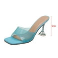 thumbnail image 4 of Anuirheih Clearance Slip on Sandals Women,Women's Casual Transparent Open Toed Fish Mouth High Heeled Slippers(Light blue), 4 of 6