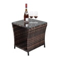 thumbnail image 2 of EasingRoom Outdoor Wicker Side Table with Glass Top, Ptaio Wicker Furniture, Outdoor End Table, Sturdy Frame and Weather Resistant, 2 of 7