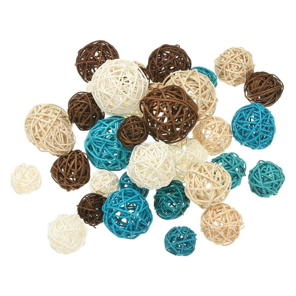 Uxcell Wicker Rattan Balls, Decorative Balls for Centerpiece Bowls Home Decor White/Blue/Natural/Deep Brown