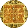thumbnail image 1 of Ahgly Company Indoor Round Abstract Yellow Modern Area Rugs, 5' Round, 1 of 4