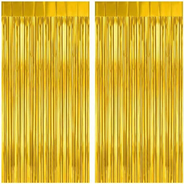 Paquete de 2 cortinas con flecos de papel de aluminio metálico rosa de 3,2 pies x 8,2 pies, telón de fondo para fiesta rosa, cumpleaños, boda, despedida de soltera, baby shower, decoraciones para fies