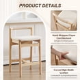 thumbnail image 5 of Zesthouse 25.8" Wooden Counter Height Stools Set of 2, Mid Century Kitchen Bar Stools with Paper Cord Backrest & Raw Solid Wood Legs, Farmhouse Linen Upholstered Barstools for Kitchen Island, Beige, 5 of 11