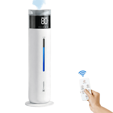 Rocyis 10L/2.6Gal Top Fill Cool Mist Humidifiers for Large Room up to 600 sq ft, 100H Runtime, Ultra Quiet 30dB, Auto Humidity Control, Essential Oil Tray, for Bedroom Office, White