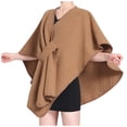 thumbnail image 2 of DPTALR Womens Comfort Solid Color Temperament Solid Color Woolen Cape Cape Jacket, 2 of 4