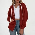 thumbnail image 2 of Miluxas Zip up Hoodies for Women Drawstring Soft Jackets Casual Winter Sweatshirts with Pocket Wine L(L), 2 of 7