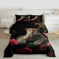 thumbnail image 3 of Manfei Leopard Cheetah Lover Bedding Comforter Set, Romantic Pink Floral Twin Comforter Sets, Jungle Wildlife Animal Reversible Bedding Set, Breathable Home Decor, 2 Pieces, 3 of 9