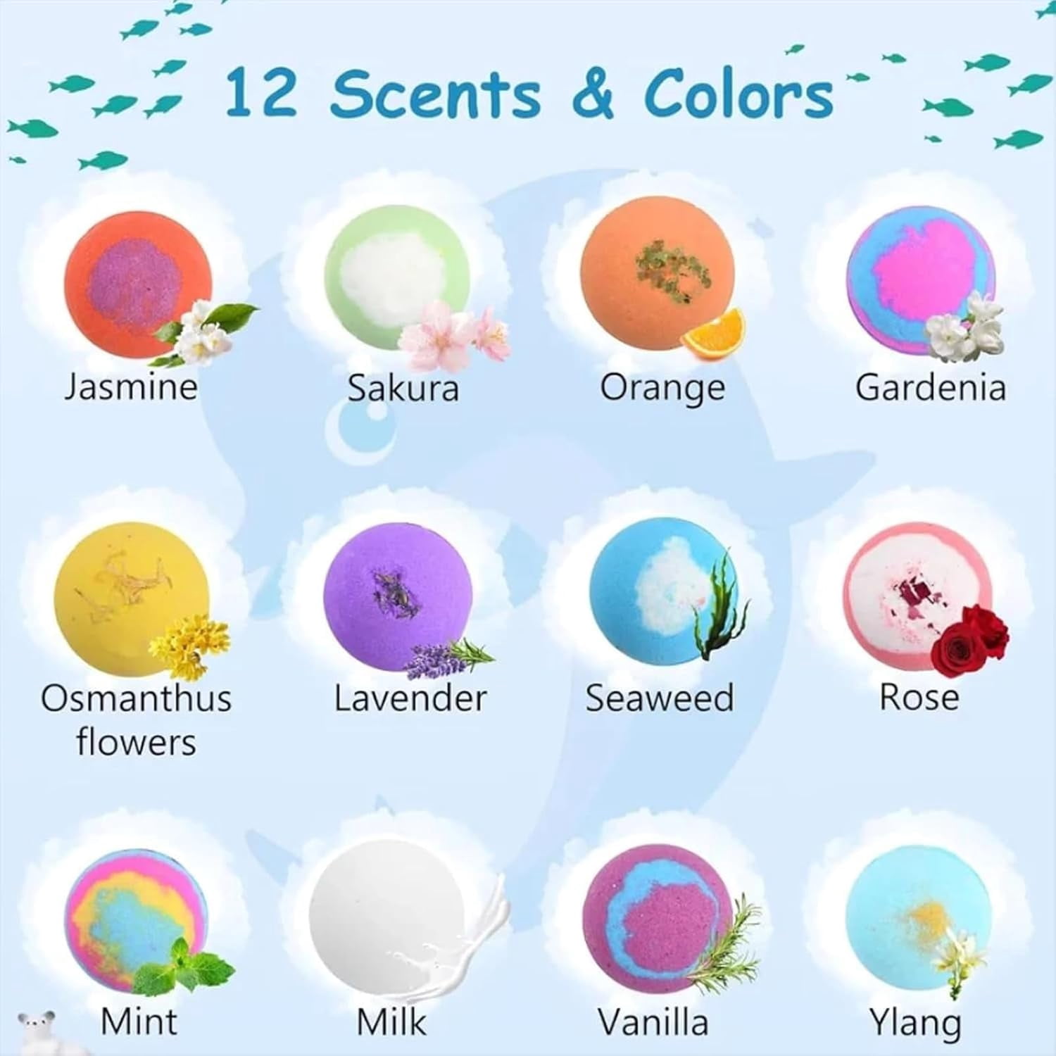 Bubble Treasure Bath Bomb, 12-Piece Ocean Bath Bomb for Kids with Surprise Inside, Colorful Bubble Bath Fizzy Ball, Skin-Friendly Bathing Kit for Boys & Girls (1Set)