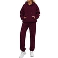 thumbnail image 2 of Sweatsuits Women 2 Piece Outfit Fleece Oversized Hoodie Joggers Sweatpants Track Suits Matching Lounge Pants Sets Wine L, 2 of 3