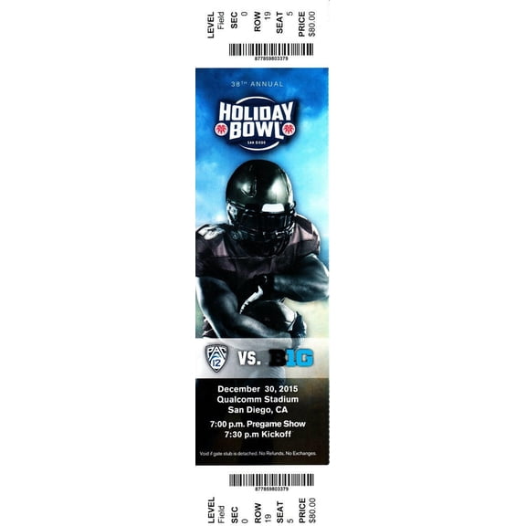 2015 Holiday Bowl game full ticket (Wisconsin Badgers 23 USC Trojans 21)