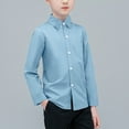 thumbnail image 2 of Odeerbi 2-13Y Kids Boys Solid Color Cotton Shirt Toddler Fashion Long Sleeves Casual Top Turndown Collar Shirt Baby Clothes Light Blue, 2 of 7