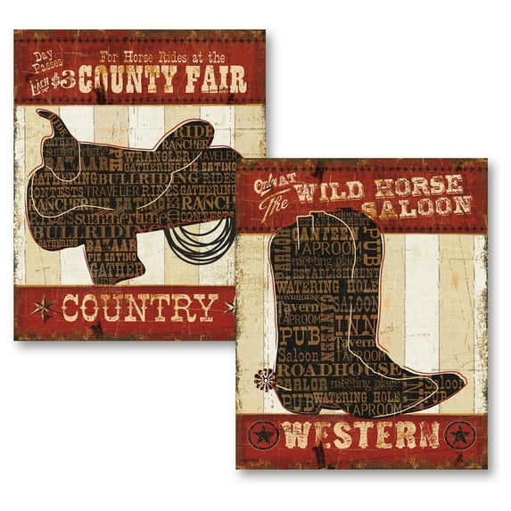 Gango Home Decor Southwestern Wild West I & Wild West IV by Pela Studio (Printed on Paper); Two 11x14in Unframed Paper Posters