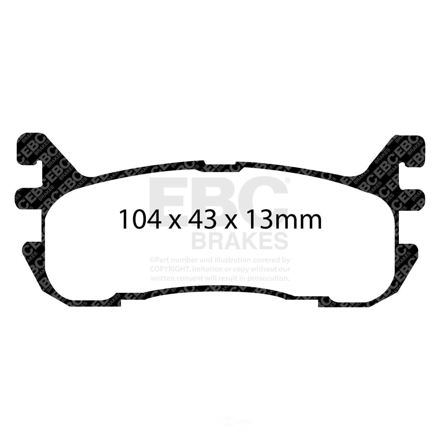EBC Brakes DP21003 Greenstuff 2000 Series Sport Brake Pads, FMSI Pad No. D636 Solid 252mm Dia. 34mm