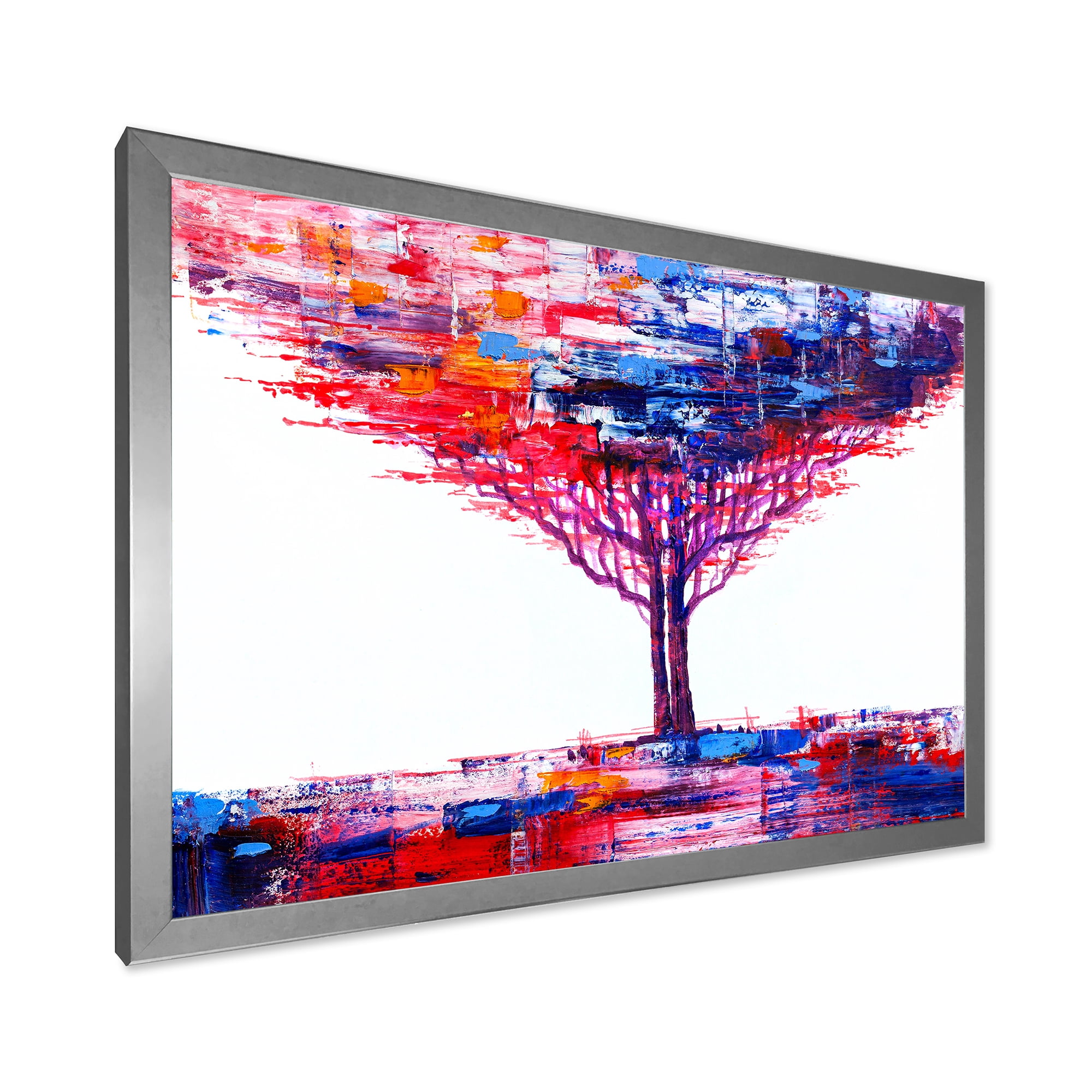Designart 'Abstract Colorful Tree Impressionist On A White' Modern Framed Art Print