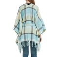 thumbnail image 5 of Hfyihgf Women's Travel Plaid Shawl Belt Cardigan Wrap Open Front Poncho Cape Knitted Sweater Tops for Fall Winter Green One Size, 5 of 6