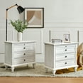 thumbnail image 7 of Tina's Home Farmhouse White Soild wood End Tables Set of 2 with Charging Station, 3 Drawer Side Table with Pull-Out Tray for Living Room, Small Spaces, 7 of 7