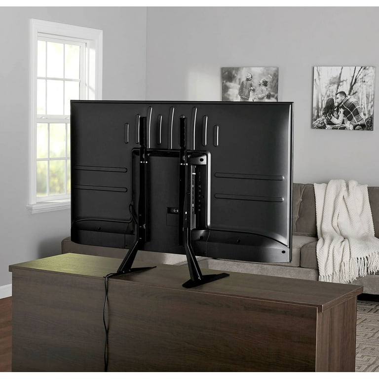 onn. Tabletop TV Stand for 37" to 70" TVs, Holds up to 110 lbs, Black- Metal legs for Tabletop, Dresser, Cabinet