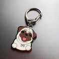 thumbnail image 4 of Dog Keychain, Puppy Keyring Keyfob Metal Pet ID Tags for Clothing Bag Adornment Accessory 11#-Pug, 4 of 6