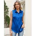 thumbnail image 4 of Zeagoo Satin Blouses for Women Silk Button Down Shirts Sleeveless Office Casual Tank Tops, 4 of 5