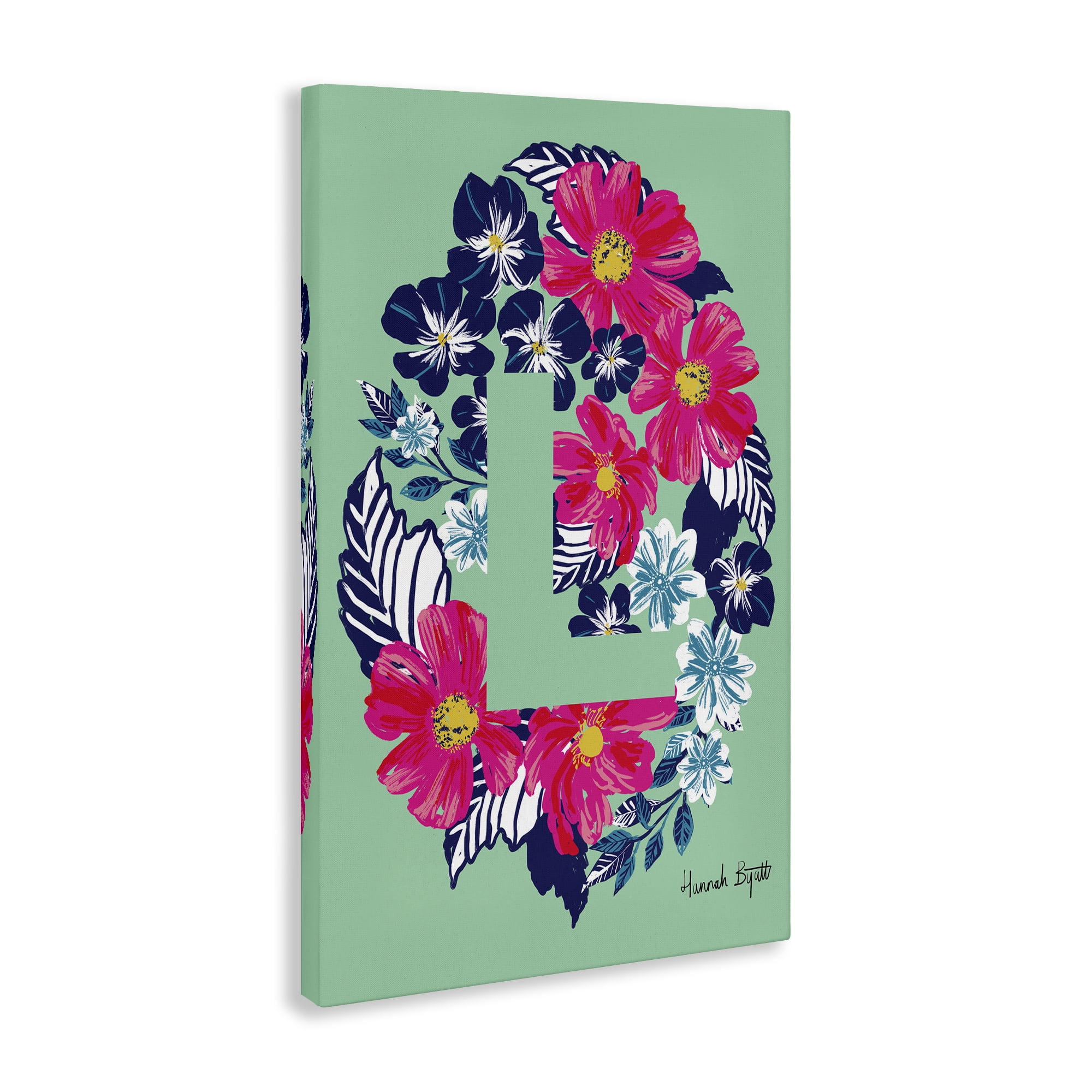 Stupell Industries Floral Bloom Letter L Botanical & Floral Painting Gallery Wrapped Canvas Art Print Wall Art, 20 x 30
