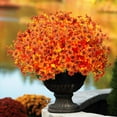 thumbnail image 3 of 16 Bundles Artificial Fall Flowers for Outdoors Fake Plants UV Resistant Plastic Plants Shrubs Bushes for Home Fall Front Door Porch Garden Autumn Decor (Fall Orange), 3 of 7