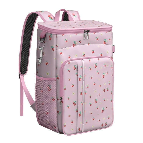 Strawberries and Summer Cooler Bag, Insulated Leakproof Backpack for Picnic, Office, and Beach