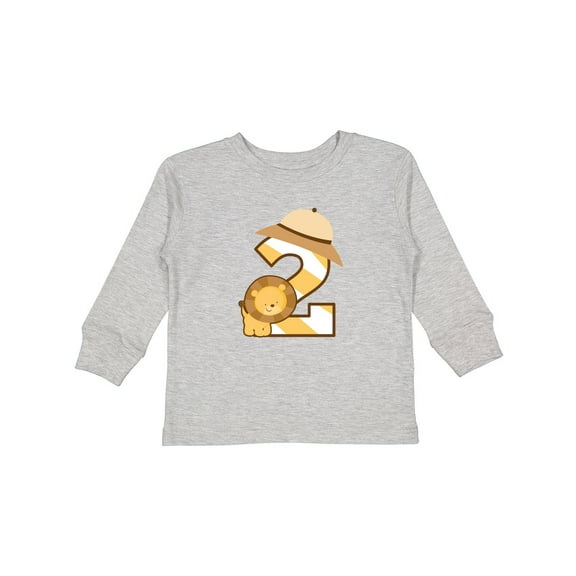 Inktastic 2nd Birthday Safari Lion 2 Year Old Boys or Girls Long Sleeve Toddler T-Shirt