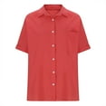 thumbnail image 5 of HongQid Linen Shirts for Women Button Down Short Sleeve Tops Cotton Solid Color Blouses Collared Button-up Beach Vacation Outfits, 5 of 6